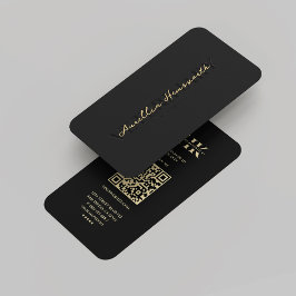 Modern Veterinär Monogram Black Guld Visitkort