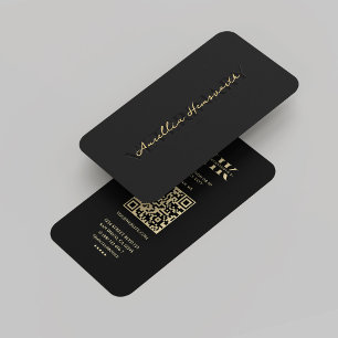 Modern Veterinär Monogram Black Guld Visitkort