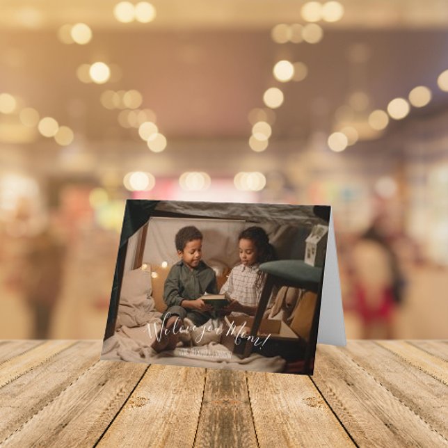 Modern Vi älskar dig Mamma Foto Morsdagskort Kort (Modern We Love You Mom Photo Mothers Day Card)