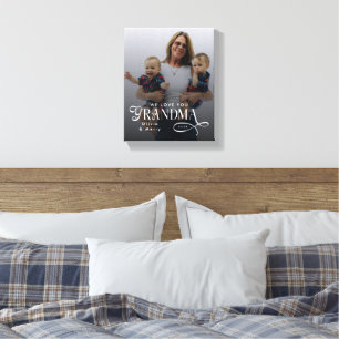 Modern Vi älskar dig mormor Foto Personlig Canvastryck