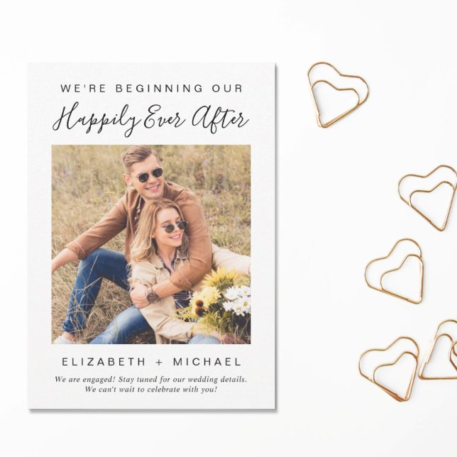 Modern Vi är Engagerade Foto Förlovningsannons Meddelande (Skapare uppladdad)