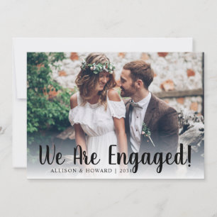 Modern Vi är Engagerade Foto Script Förlovning Meddelande