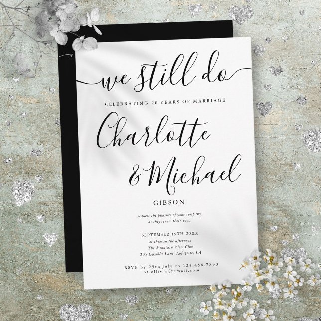 Modern vi fortsätter fortfarande att skriva Vow Re Inbjudningar (Modern We Still Do Script Vow Renewal Anniversary Invitation)