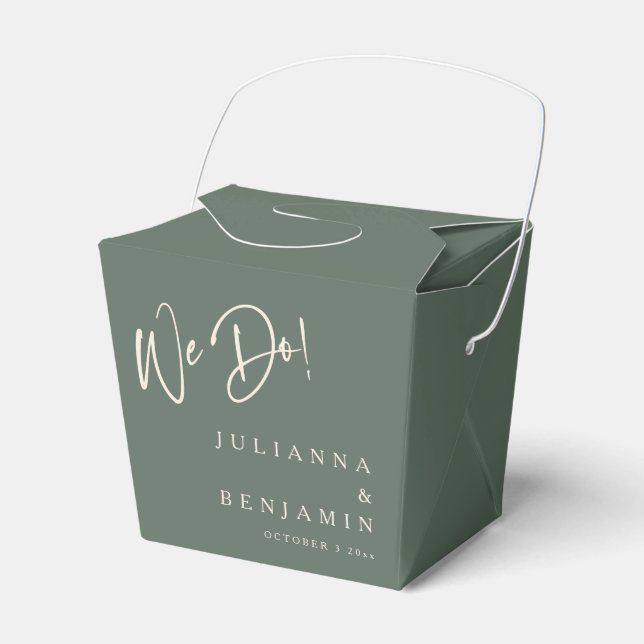 Modern Vi Gör Elegant Anpassad Mörk Salvia Bröllop Presentaskar (Framsidan Sidan)