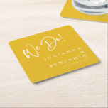 Modern vi gör Elegant Anpassningsbar Saffron Gult  Underlägg Papper Kvadrat<br><div class="desc">Modern Vi gör Elegant Anpassningsbar Saffron Gult Bröllop Papper Underlägg</div>