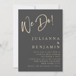 Modern vi gör Elegant Slate Black Beige Bröllop Inbjudningar