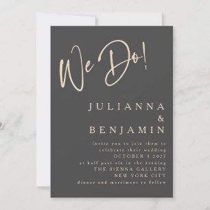 Modern vi gör Elegant Slate Black Beige Bröllop Inbjudningar