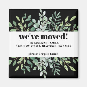 Modern Vi har flyttat Eucalyptus Greenery Black Magnet