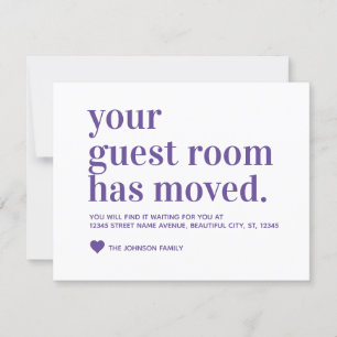 Modern Vi har flyttat Guest Room Flytta Lila Plum Meddelande