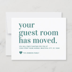 Modern Vi har flyttat Guest Room Flytta Moss Grönt Meddelande
