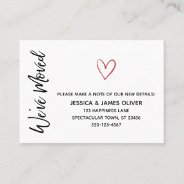 Modern "Vi har flyttat"-kort med rött vattenfärgsh Visitkort