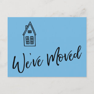 Modern Vi har flyttat Little House Teckning Blue Vykort