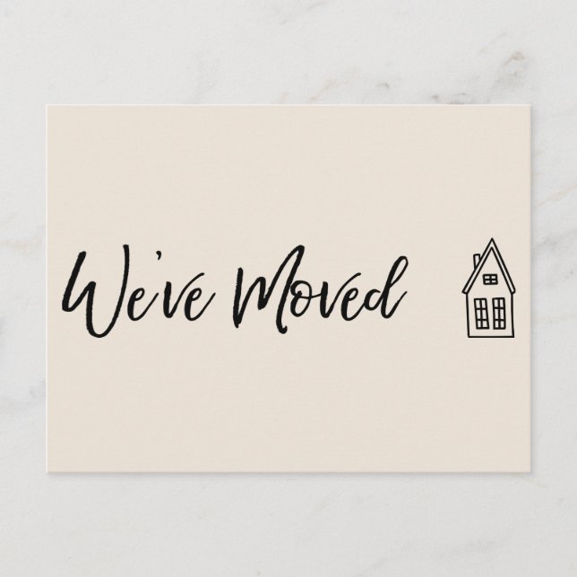Modern Vi har flyttat Little House Teckning Cream Vykort (Framsida)
