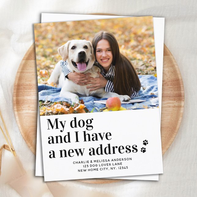 Modern Vi har flyttat Ny adress Pet Photo Flytta Vykort (Skapare uppladdad)