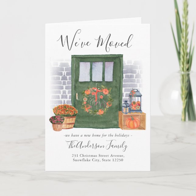 Modern Vi har flyttat Pumpkin Door Helgdag Flytta Meddelande (Framsida)