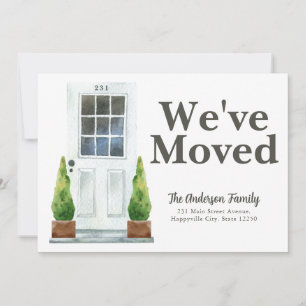 Modern Vi har flyttat White Front Door Plants Flyt Meddelande