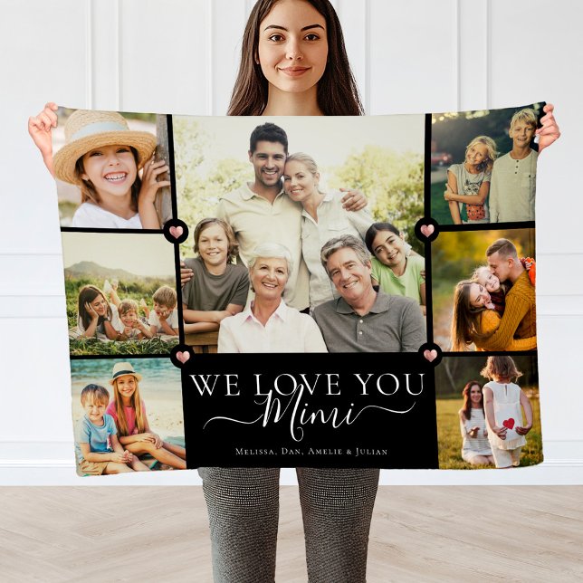 Modern Vi Kärlek - din MIMI-familjs fotosamlingspl Fleecefilt (Skapare uppladdad)