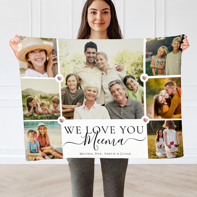 Modern Vi Kärlek du Meema Family Photo Collage Fleecefilt (Skapare uppladdad)