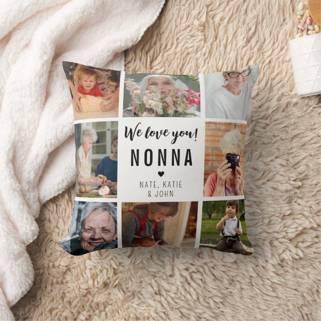 Modern Vi kärlek du Nna 8 Fotokollage Kudde (Filt)