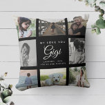 Modern Vi Kärlek, GIGI Mors dag Photo Collage Kudde<br><div class="desc">Vi kärlek dig,  Gigi: För bästa mormor någonsin i ditt liv,  ett modernt,  trendig instagram-familjens fotokollage dekorativ kudde med chic-manustypografi och ditt personliga namn och budskap. Det här är elegantens svarta version.</div>