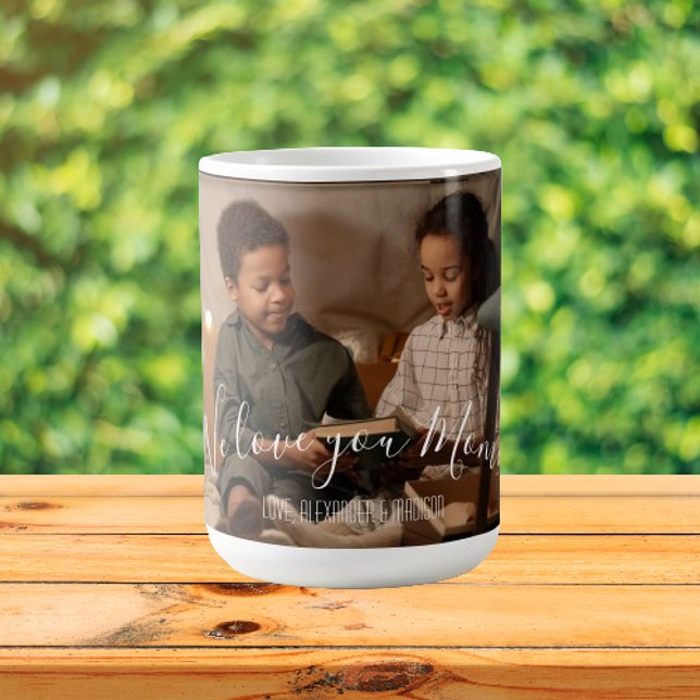 Modern Vi Kärlek Mamma Photo Mugg (Modern We Love You Mom Photo Personalized Coffee Mug)