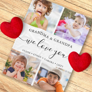 Modern Vi Kärlek You Grandma Grandpa 4 Photo Colla Fleecefilt