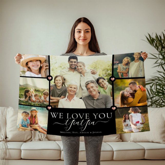 Modern vi Kärlek You Yia-familjen Foto Collage Fle Fleecefilt (Skapare uppladdad)