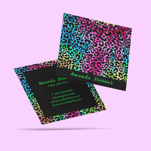 Modern Vibrant Leopard Struktur Fyrkantigt Visitkort