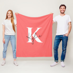 Modern Vibrant Personlig Monogram Namn - Fleecefilt