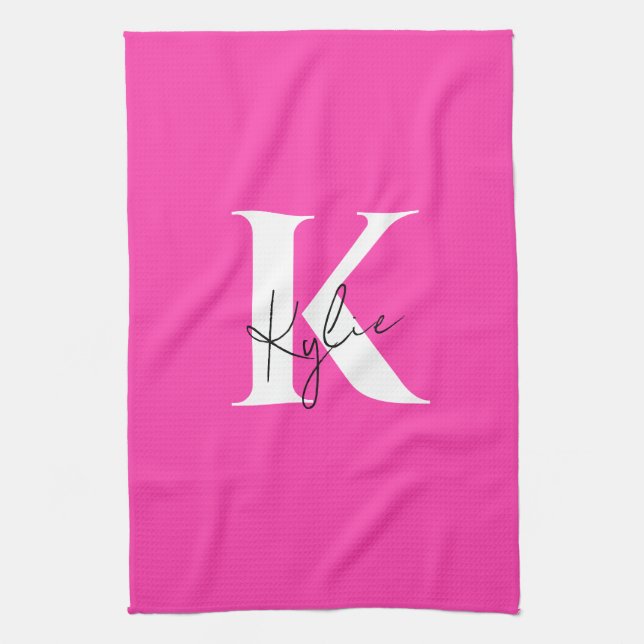 Modern Vibrant Personlig Monogram Namn - Kökshandduk (Vertikal)