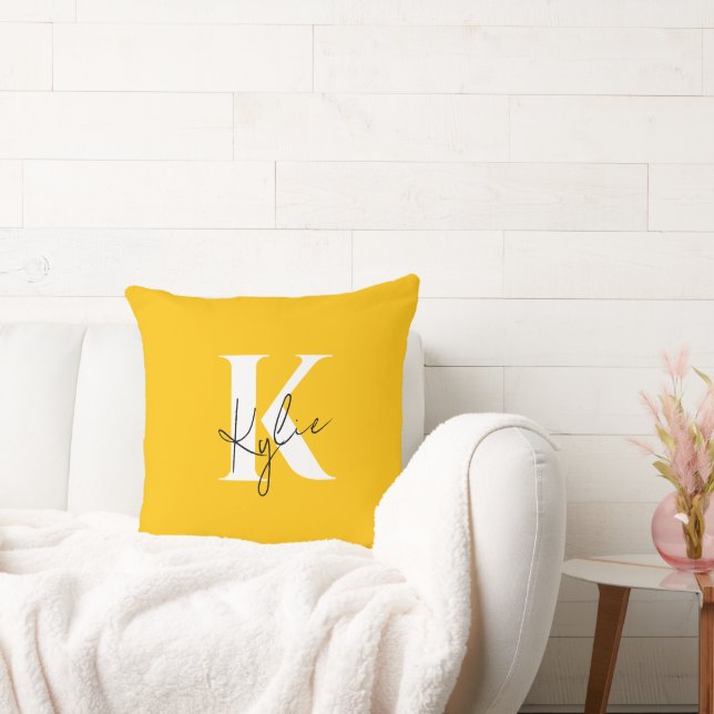 Modern Vibrant Personlig Monogram Namn - Kudde (Soffa)