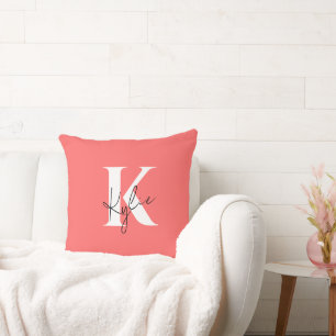Modern Vibrant Personlig Monogram Namn - Kudde