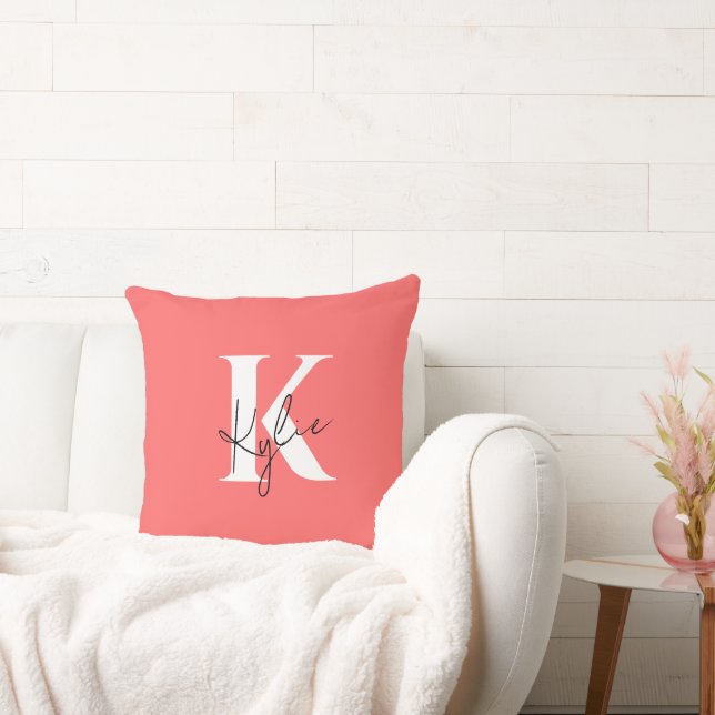 Modern Vibrant Personlig Monogram Namn - Kudde (Soffa)