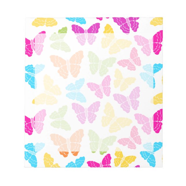 Modern Vibrant Rainbow Butterfly Cute Mönster Anteckningsblock (Framsida)