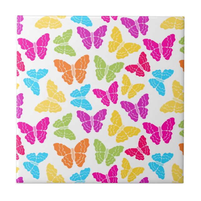 Modern Vibrant Rainbow Butterfly Cute Mönster Kakelplatta (Framsidan)