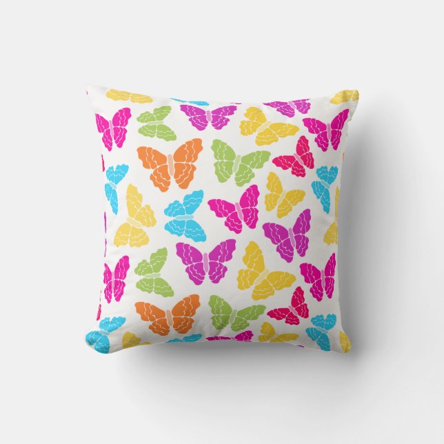 Modern Vibrant Rainbow Butterfly Cute Mönster Kudde (Framsida)