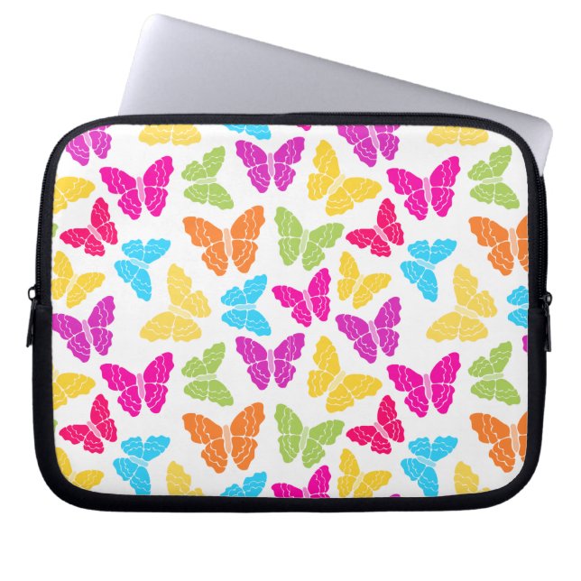 Modern Vibrant Rainbow Butterfly Cute Mönster Laptop Fodral (Framsidan)