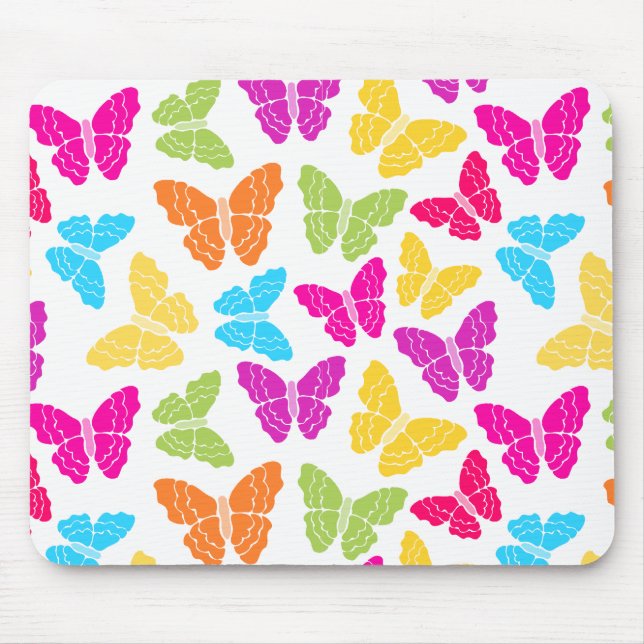 Modern Vibrant Rainbow Butterfly Cute Mönster Musmatta (Framsidan)