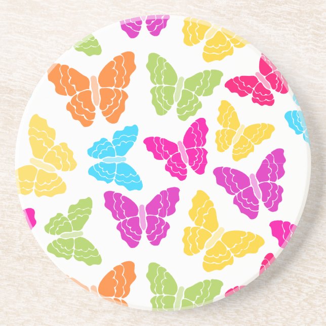Modern Vibrant Rainbow Butterfly Cute Mönster Underlägg (Framsidan)