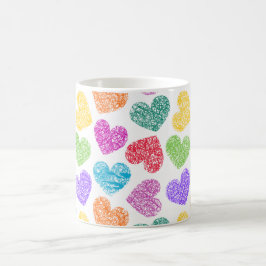 Modern Vibrant Rainbow Doodle Hearts Cute Mönster Kaffemugg
