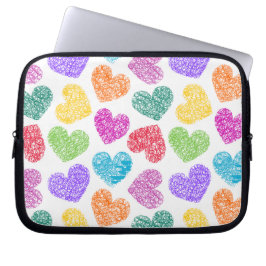Modern Vibrant Rainbow Doodle Hearts Cute Mönster Laptop Fodral