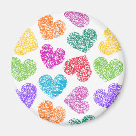 Modern Vibrant Rainbow Doodle Hearts Cute Mönster Magnet