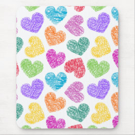 Modern Vibrant Rainbow Doodle Hearts Cute Mönster Musmatta