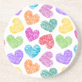 Modern Vibrant Rainbow Doodle Hearts Cute Mönster Underlägg