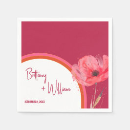 Modern Vibrant Rosa Blommigt, sommartid, Bröllop Pappersservett