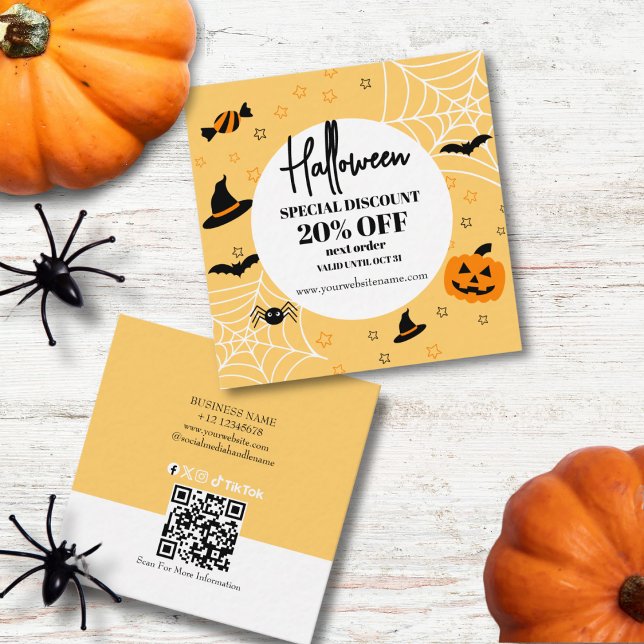 Modern Vibrant Yellow Black Spooktacular Halloween Rabattkort (Skapare uppladdad)