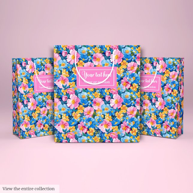 Modern vibrerande blompresentpaket för färg med va (Modern vibrant colors watercolor flower gift pack Medium Gift Bag)