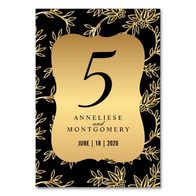 Modern Victorian Guld Blommigt Bordsnummer (Framsidan)