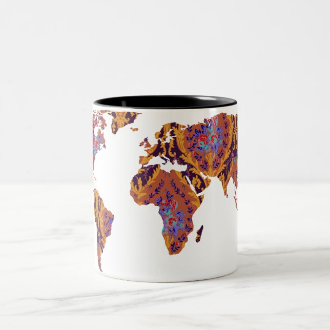 Modern Victorian World Map | World Traveler Mugg (Center)