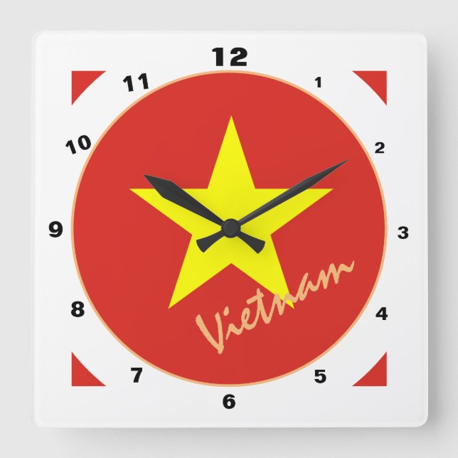 Modern vietnamesisk Flagga, Vietnams hem/design Fyrkantig Klocka (Framsida)